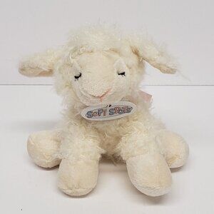 Baby Ganz 5" Soft Spots Sleepy Sheep Lamb Pink Ribbon Baby Rattle Plush